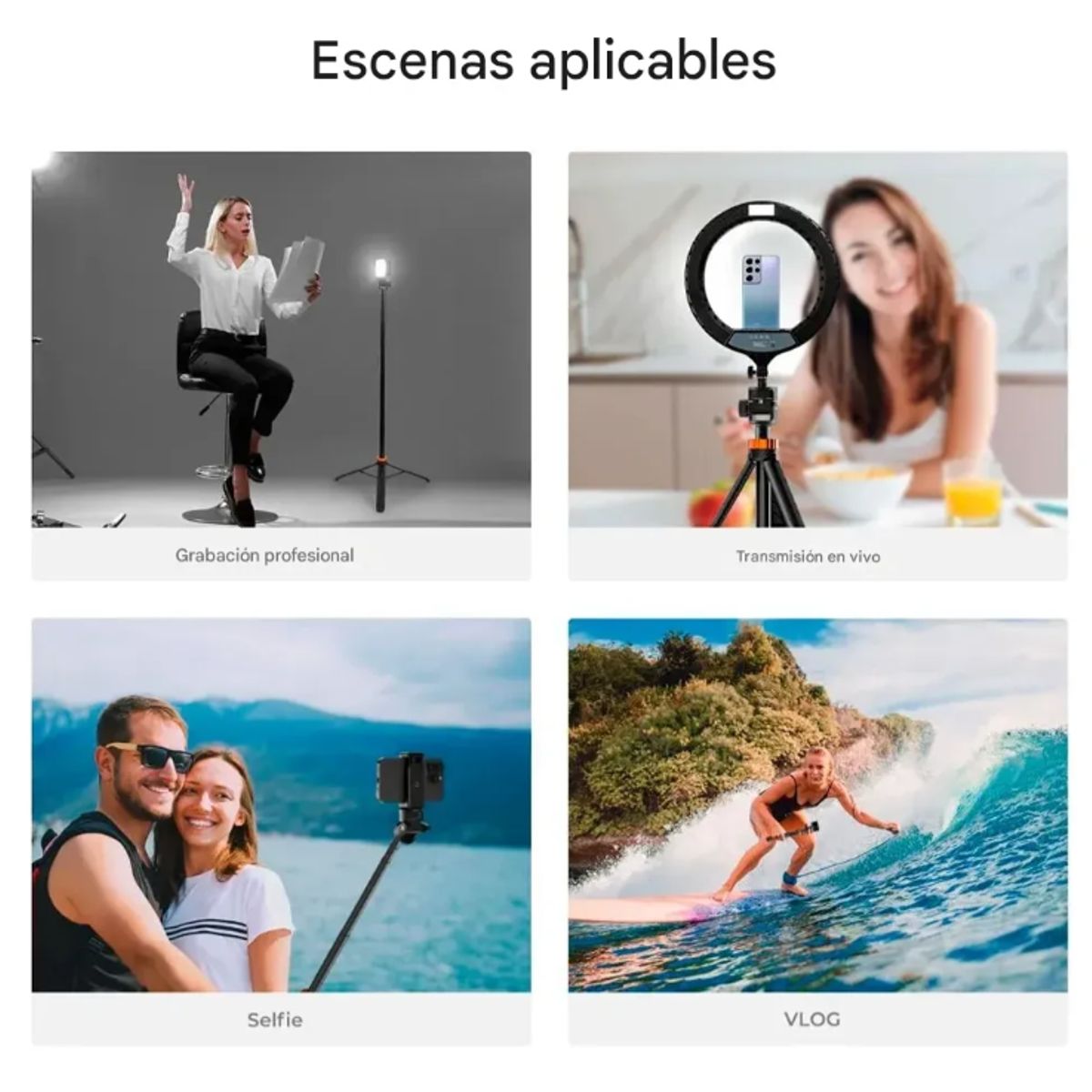 K&F CONCEPT - Tripode K&f Concept Ms24 Camara Celular Extensible Negro