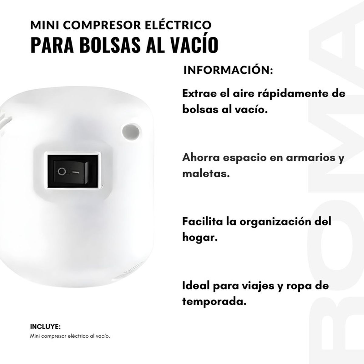 GENERICO - MINI COMPRESOR ELÉCTRICO PARA BOLSAS AL VACÍO