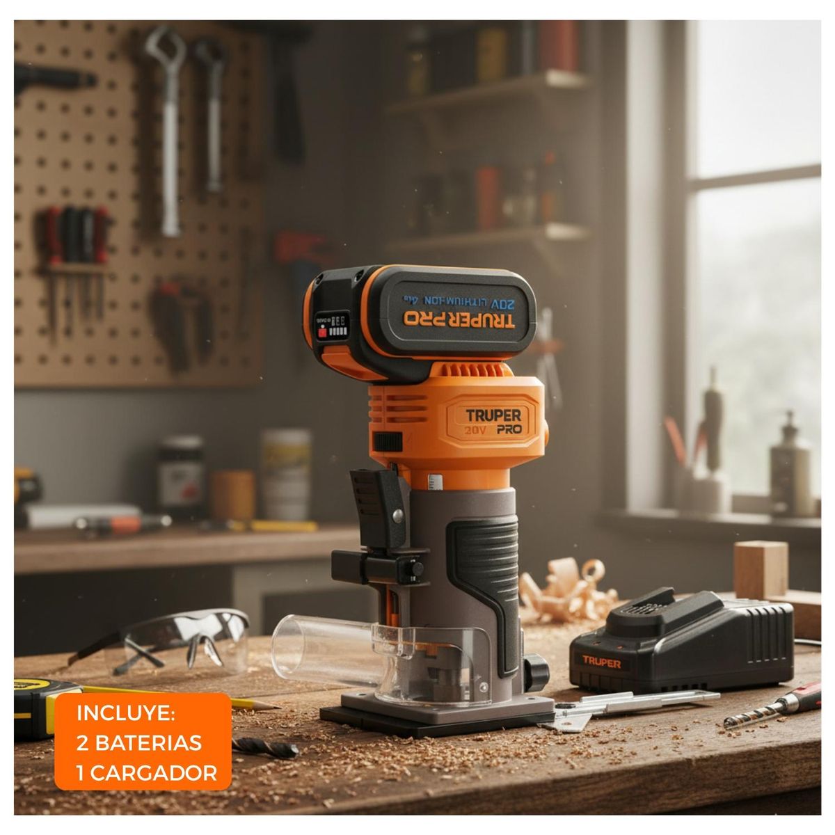 TRUPER - Ruteadora de palma + 2 Baterias 4ah + cargador Truper