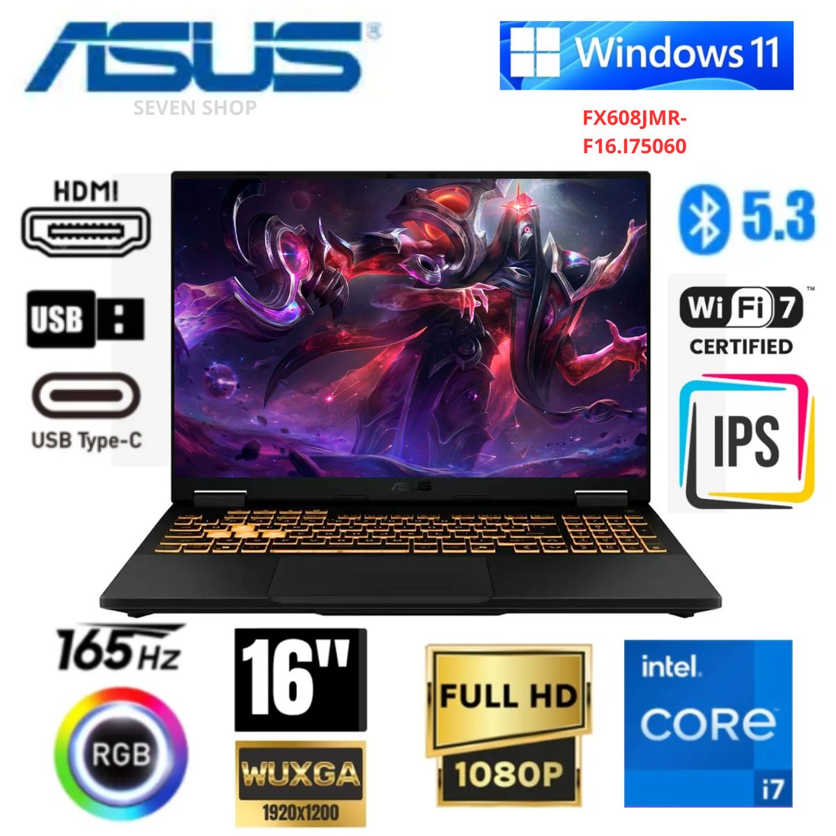 Laptop ASUS TUF Gaming F16 16" WUXGA IPS 165Hz RTX 5060 8GB 32GB RAM 1TB SSD, marca ASUS - Foto Principal