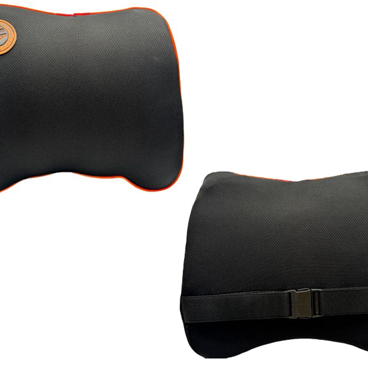 GENERICO - Cojín Reposa Cabeza Memory FOAM Universal Negro Borde Naranja