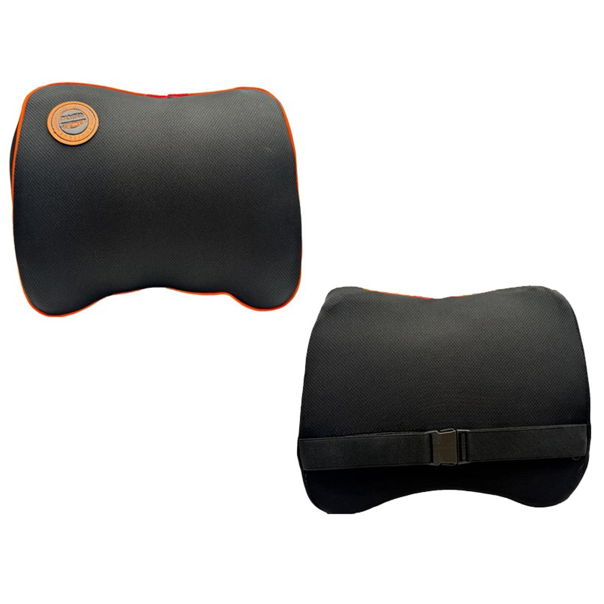 GENERICO - Cojín Reposa Cabeza Memory FOAM Universal Negro Borde Naranja