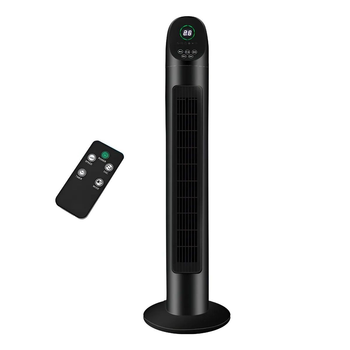 GENERICO - Ventilador Torre 86cm 3 Velocidades 200W 90° Silencioso Con Control - Black