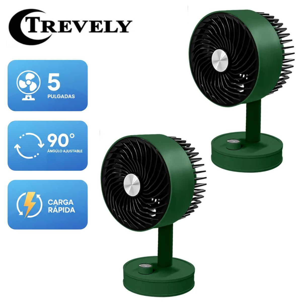 TREVELY - Pack 02 Mini Ventilador de Mano Trevely VT-05 Recargable COLOR ALEATORIO
