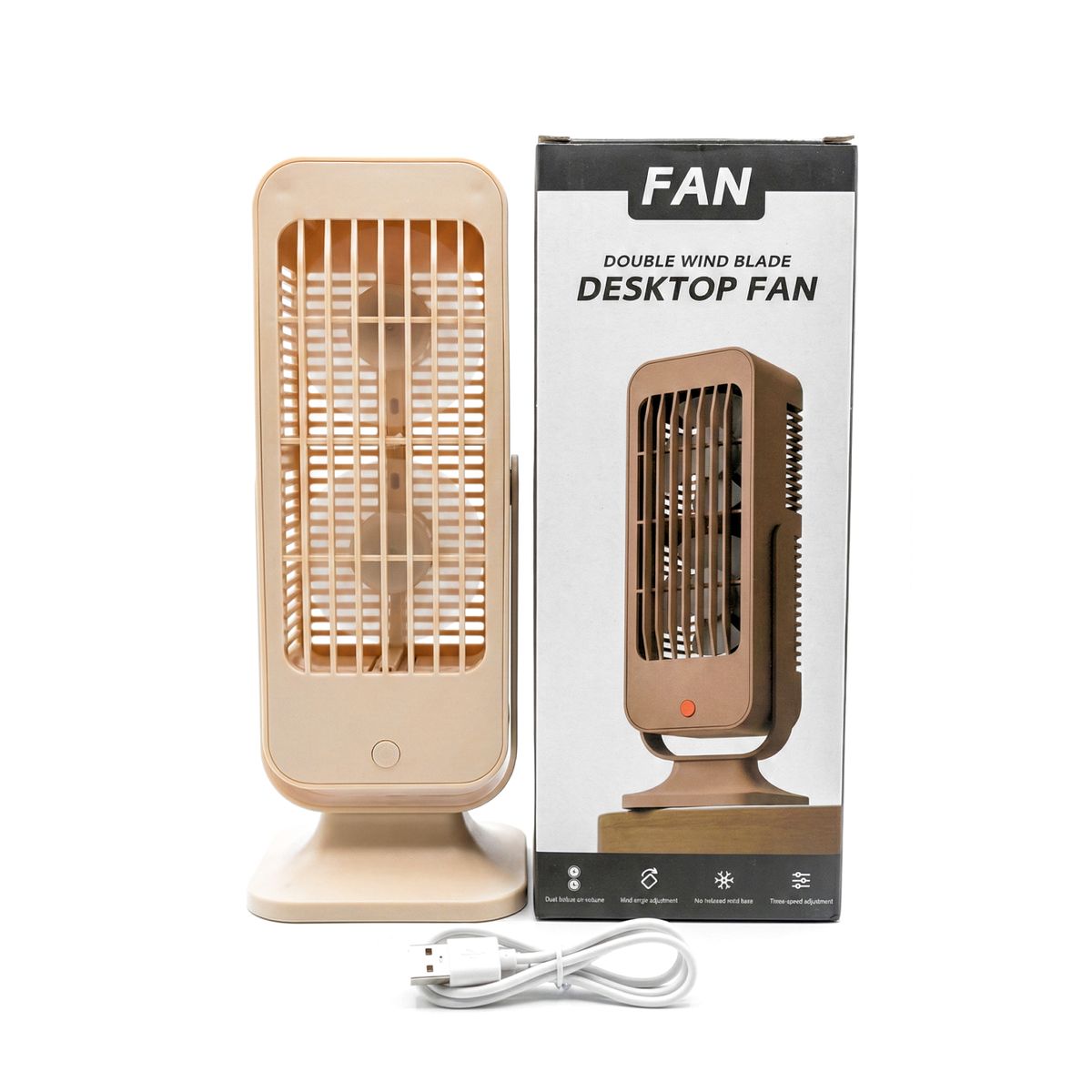 GENERICO - Ventilador Mesa Recargable Doble Aspa