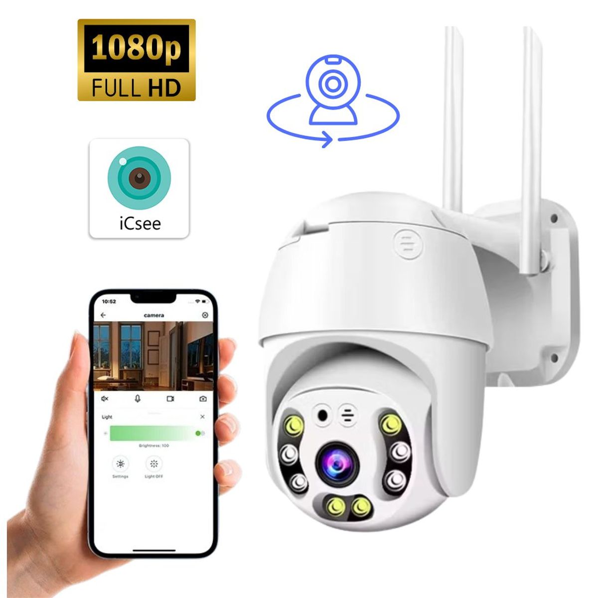 SEISA - Cámara de Seguridad Vigilancia PTZ IP Wifi Full HD Monitoria desde Celular