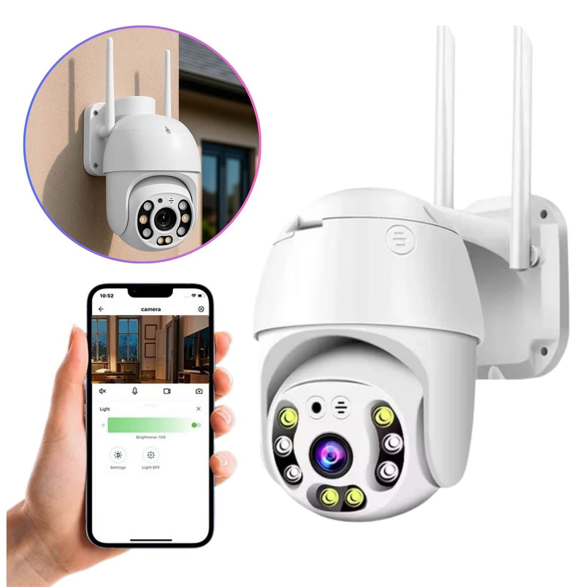SEISA - Cámara de Seguridad Vigilancia PTZ IP Wifi Full HD Monitoria desde Celular