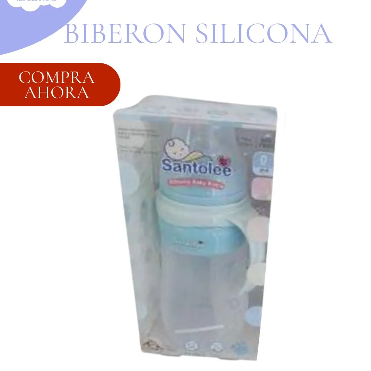 Baby - BIBERÓN DE SILICONA PARA BEBÉ - SANTOLEE CELESTE
