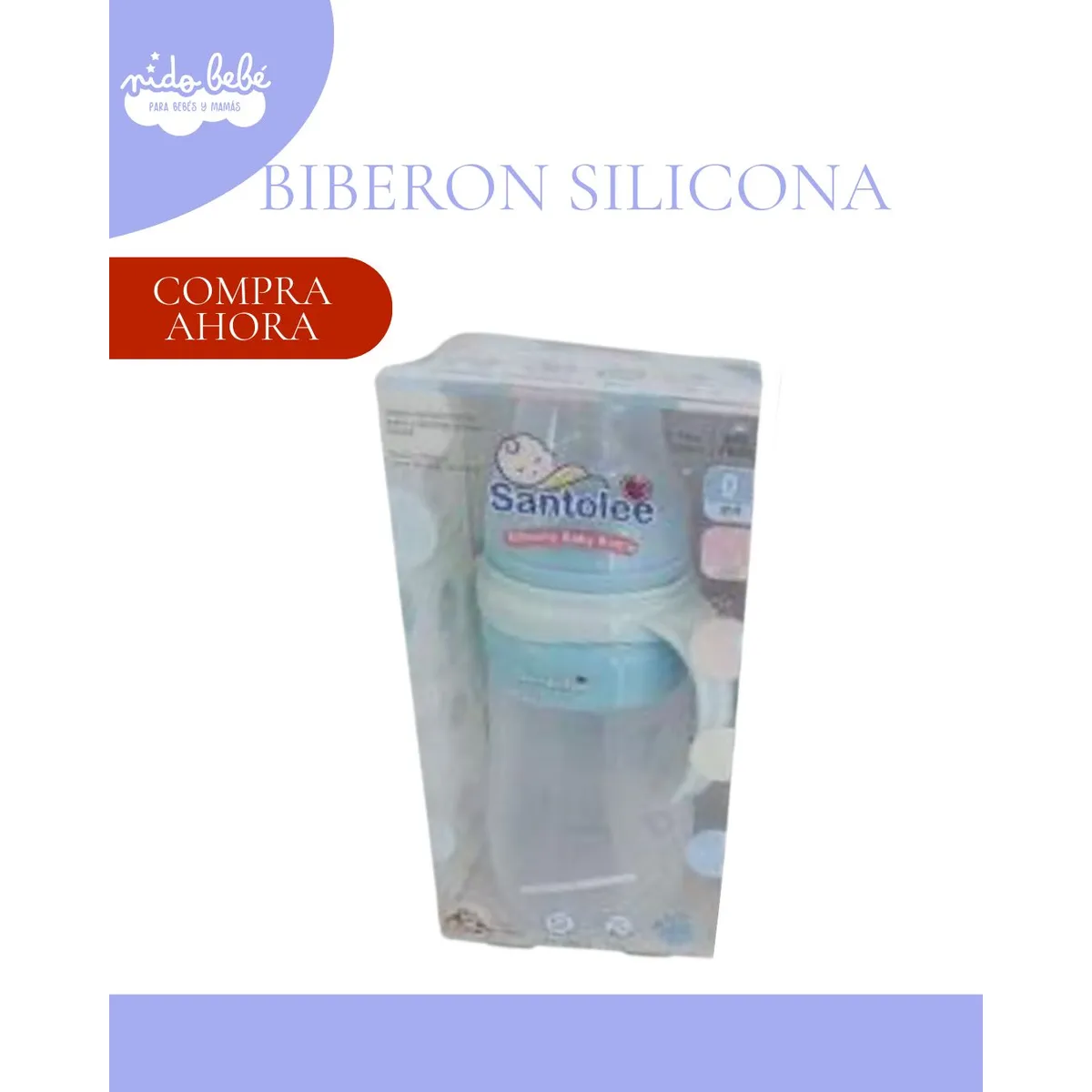 Baby - BIBERÓN DE SILICONA PARA BEBÉ - SANTOLEE CELESTE
