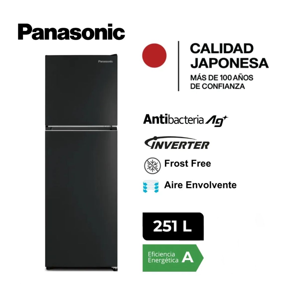 PANASONIC - Refrigeradora Panasonic 251 Lt Top Freezer No Frost - NR-BT31PV1BD