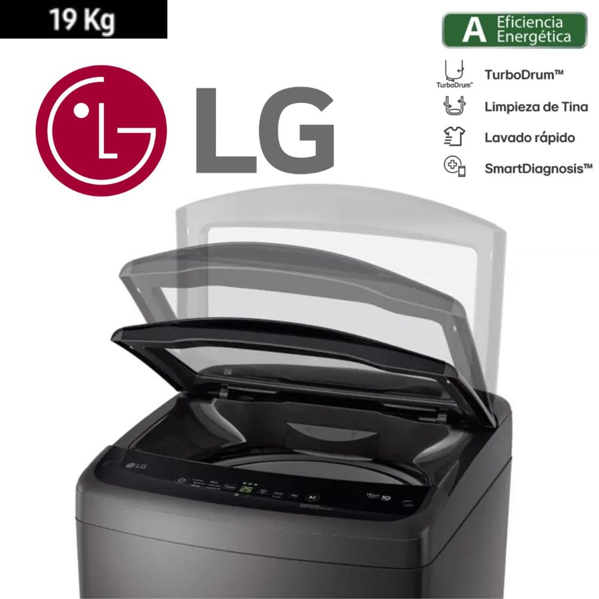 LG - LAVADORA LG 19KG COLOR NEGRO MOD WT19BVTB