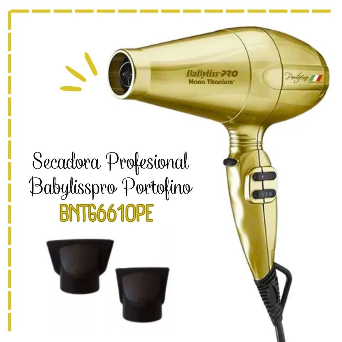 BABYLISS PRO - Secadora Profesional BabylissPro Portofino DORADO - BNTB6610NPED