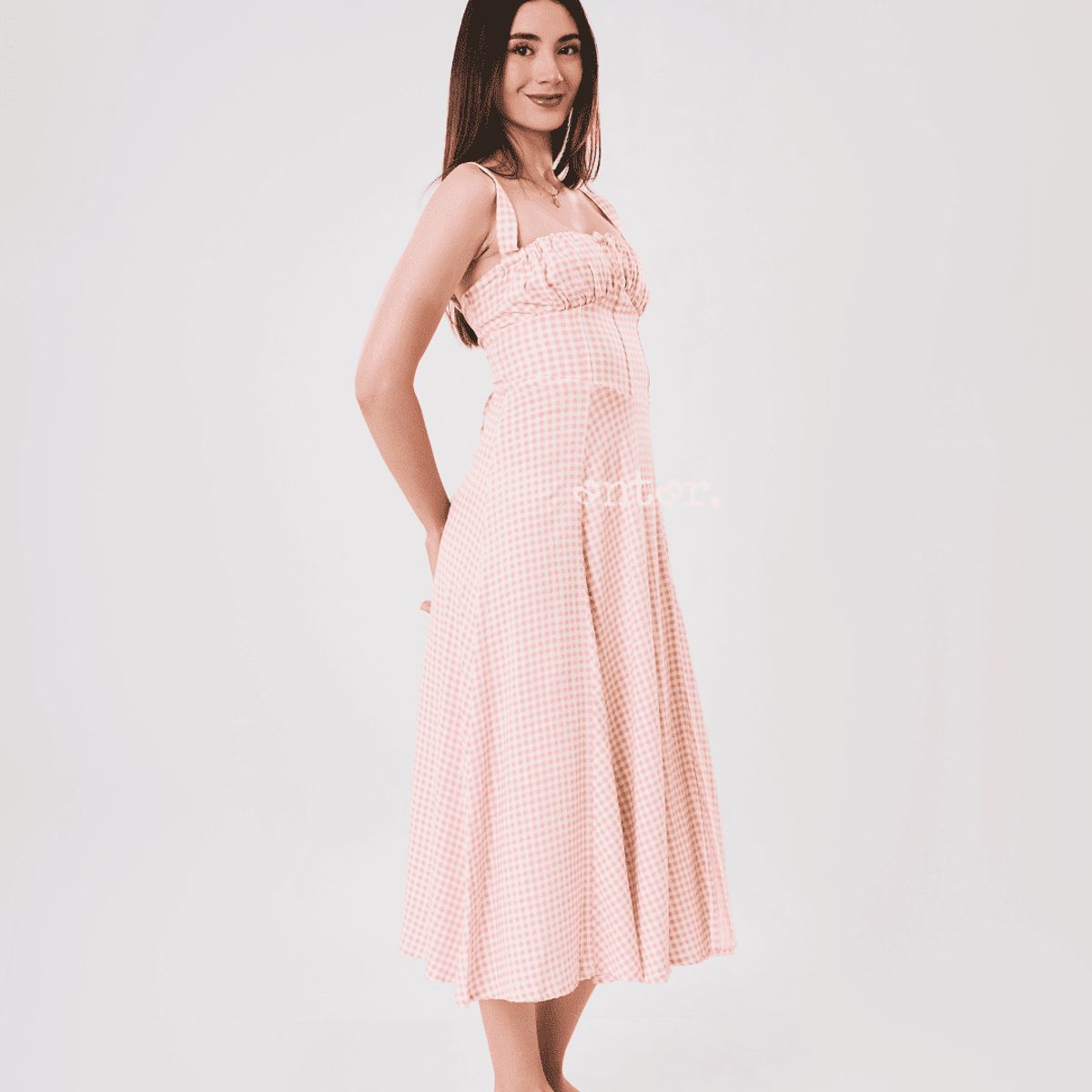 ANTAR - VESTIDO BIANCA CUADROS MUJER CORTE PRINCESA