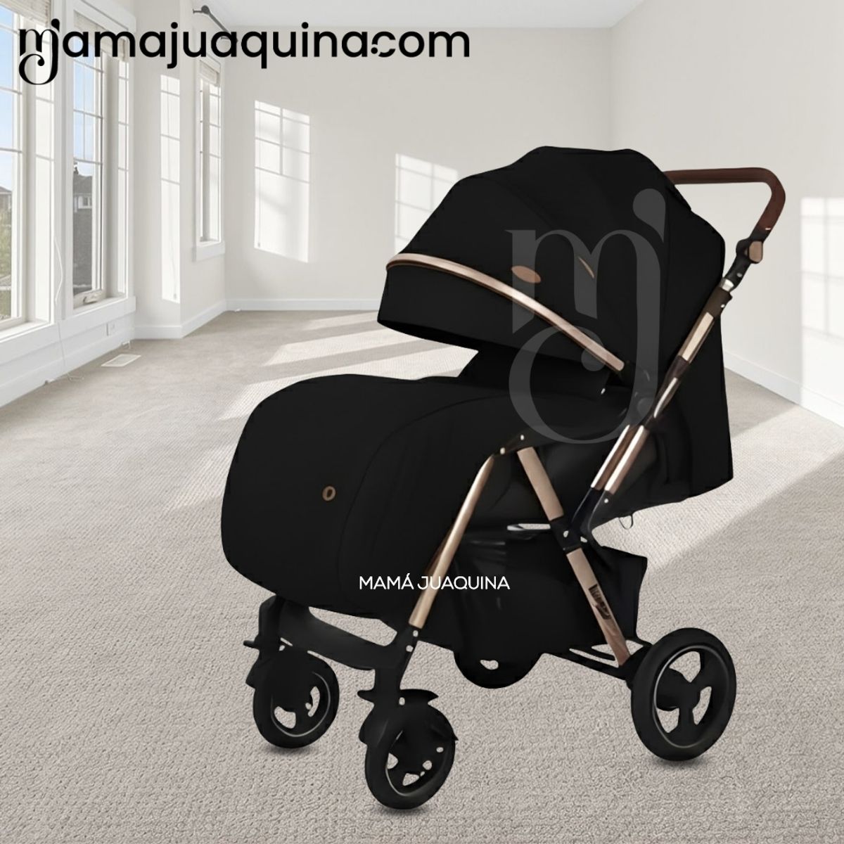 Baby - Coche Cuna de Lujo «AMBER» Mango Reversible Black
