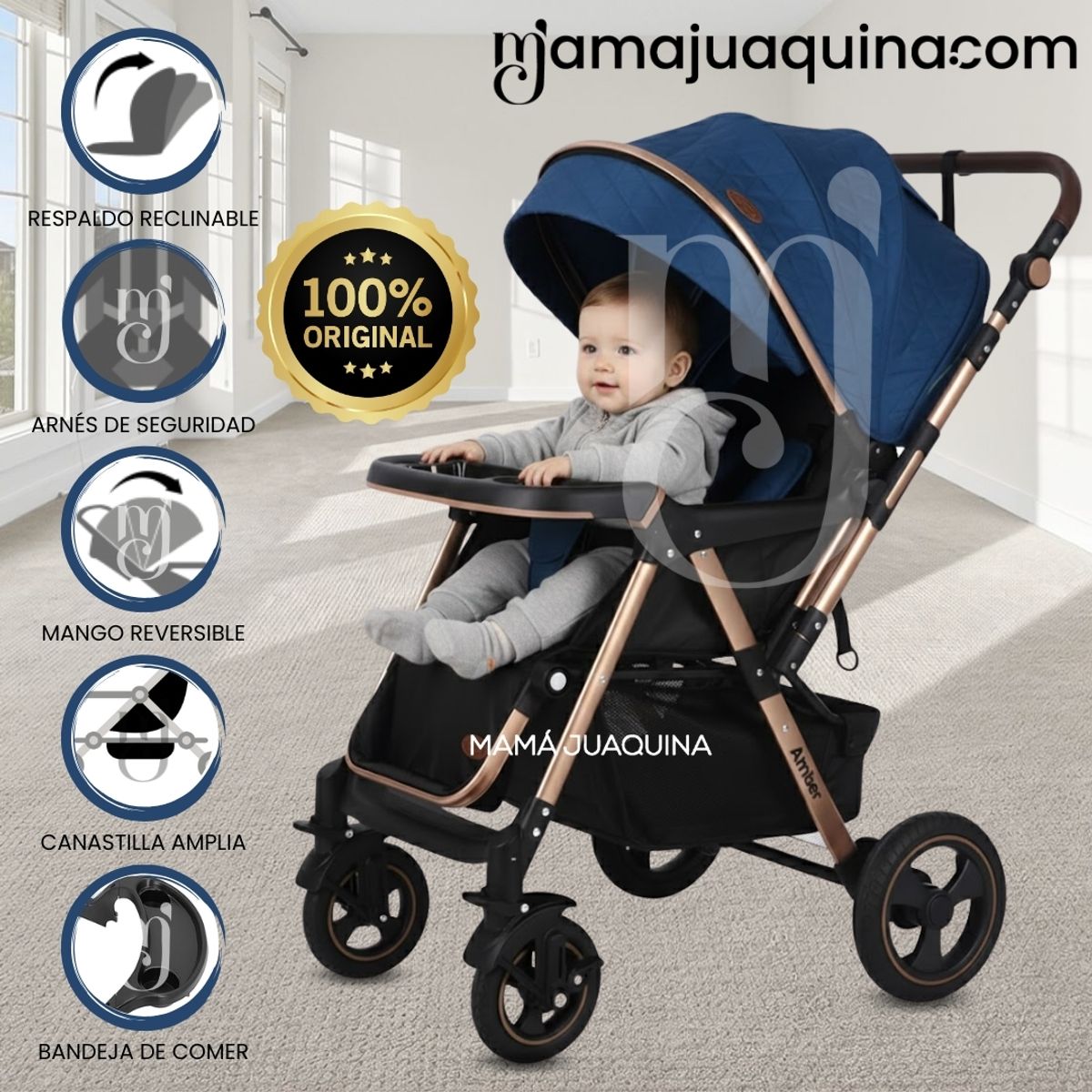 BABY - Coche Cuna de Lujo «AMBER» Edición Limitada Blue