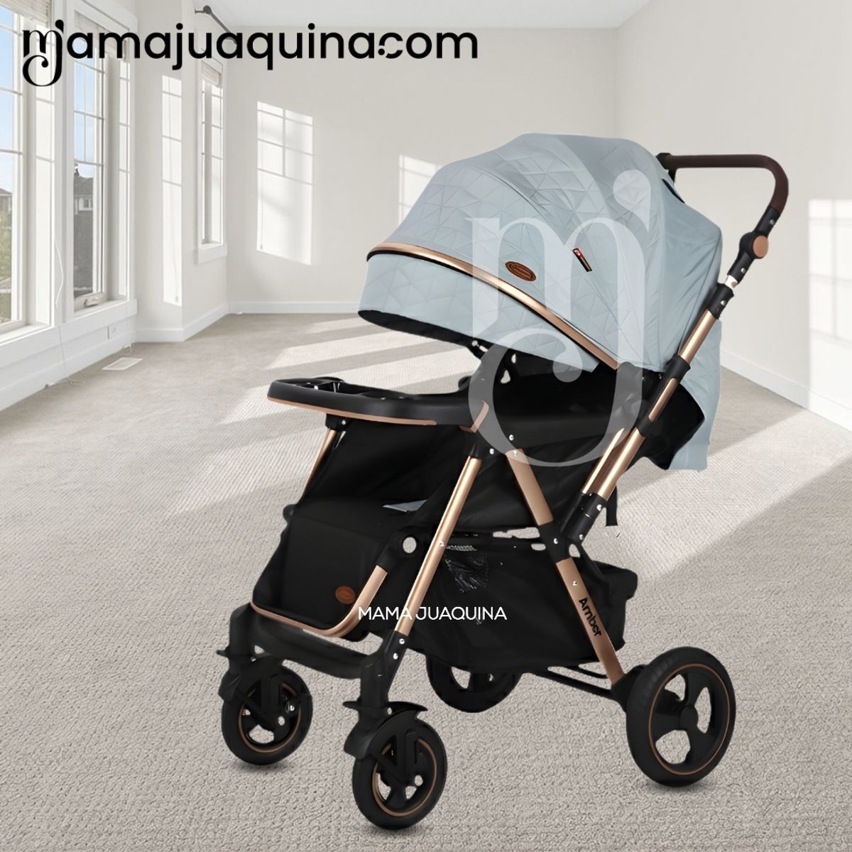 Baby - Coche Cuna de Lujo «AMBER» Edición Limitada Light Green
