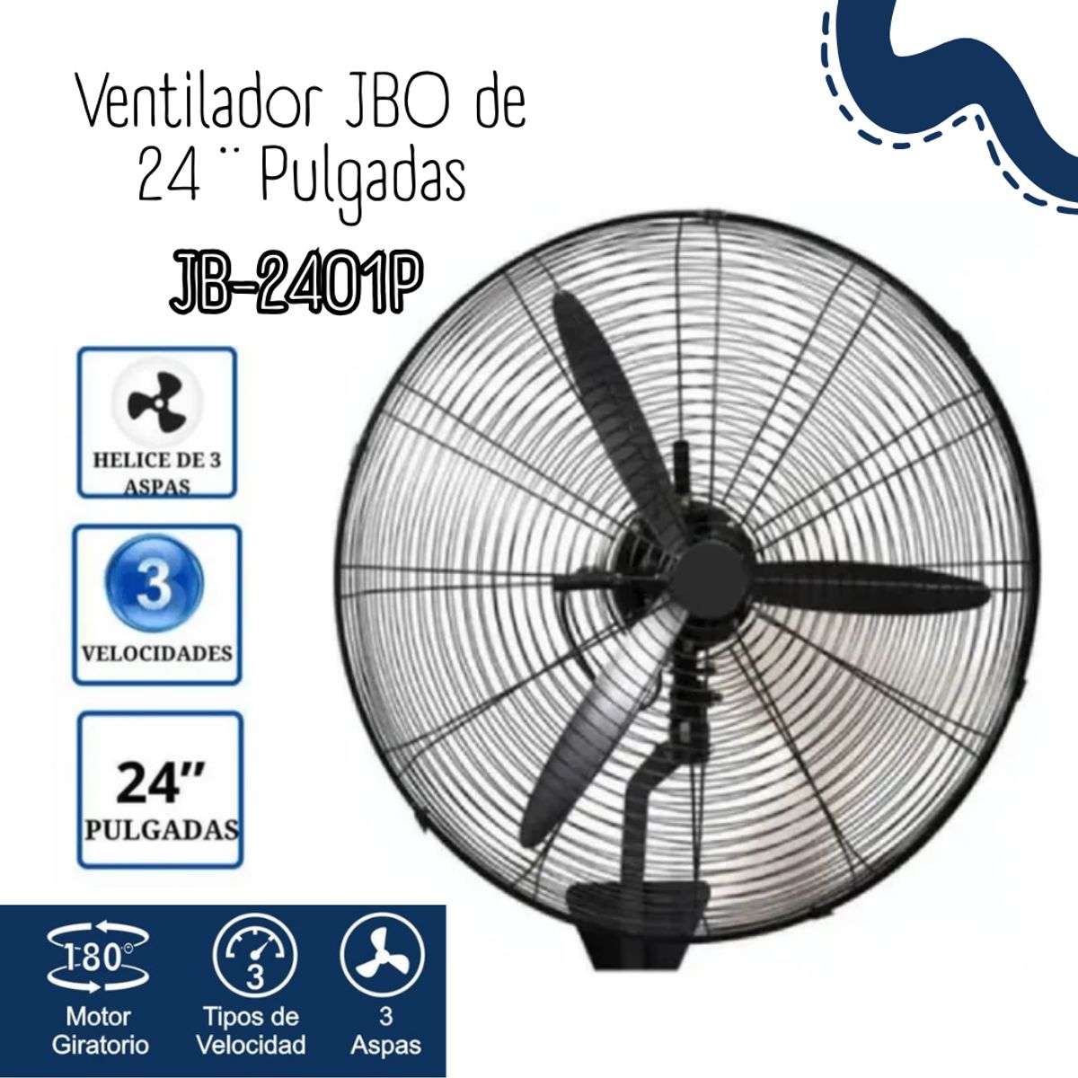 GENERICO - Ventilador industrial JBO de 24 ¨ Pulgadas JB-2401P
