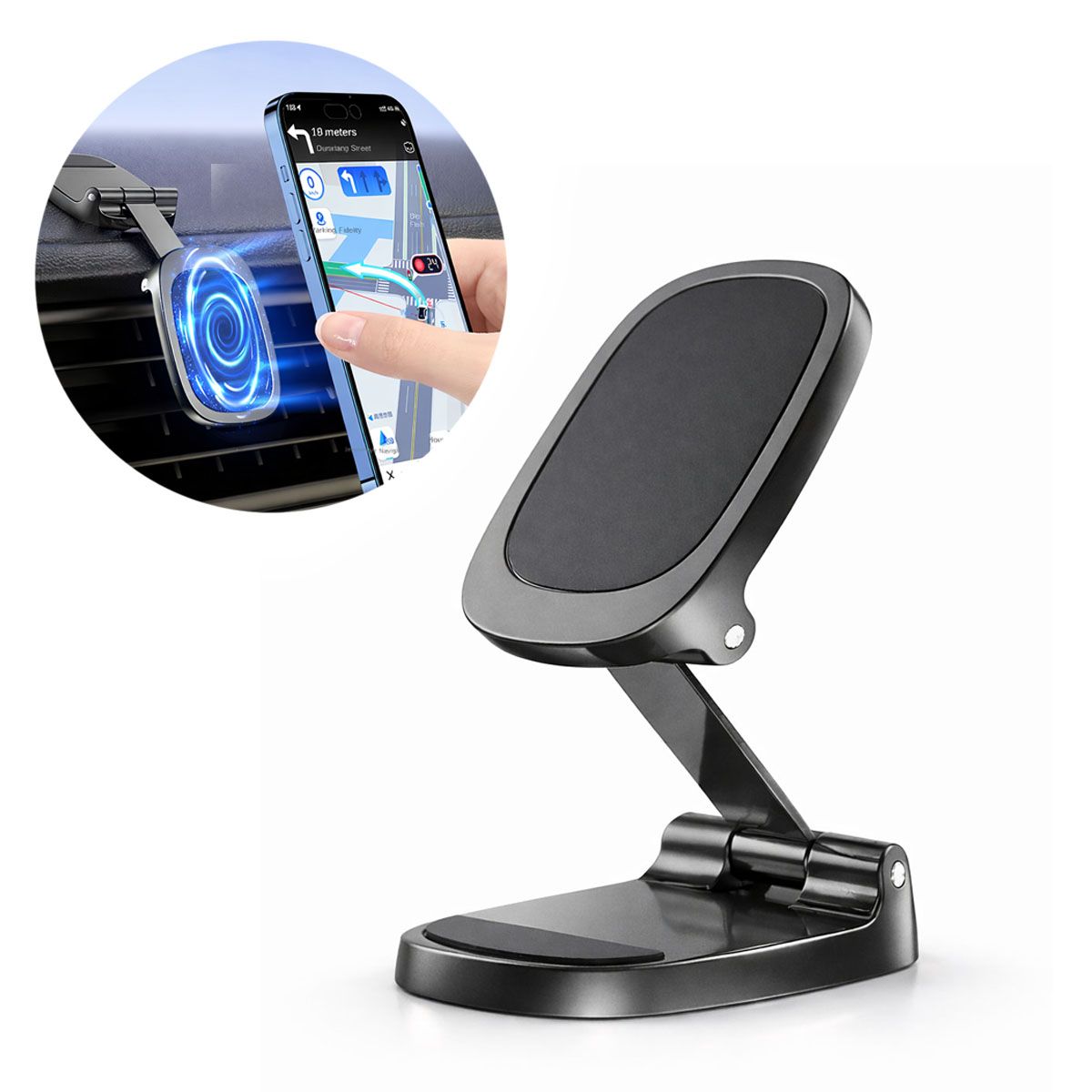 GENERICO - Holder Soporte Celular Auto Imán Fuerte Rotación 360° 720° GPS