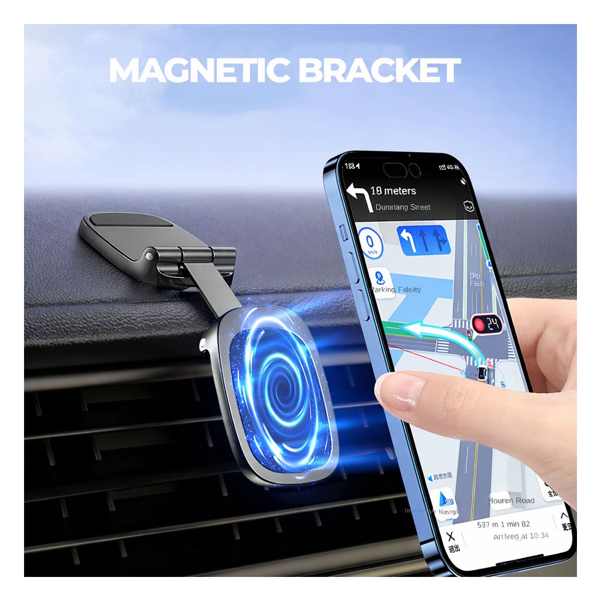 GENERICO - Holder Soporte Celular Auto Imán Fuerte Rotación 360° 720° GPS