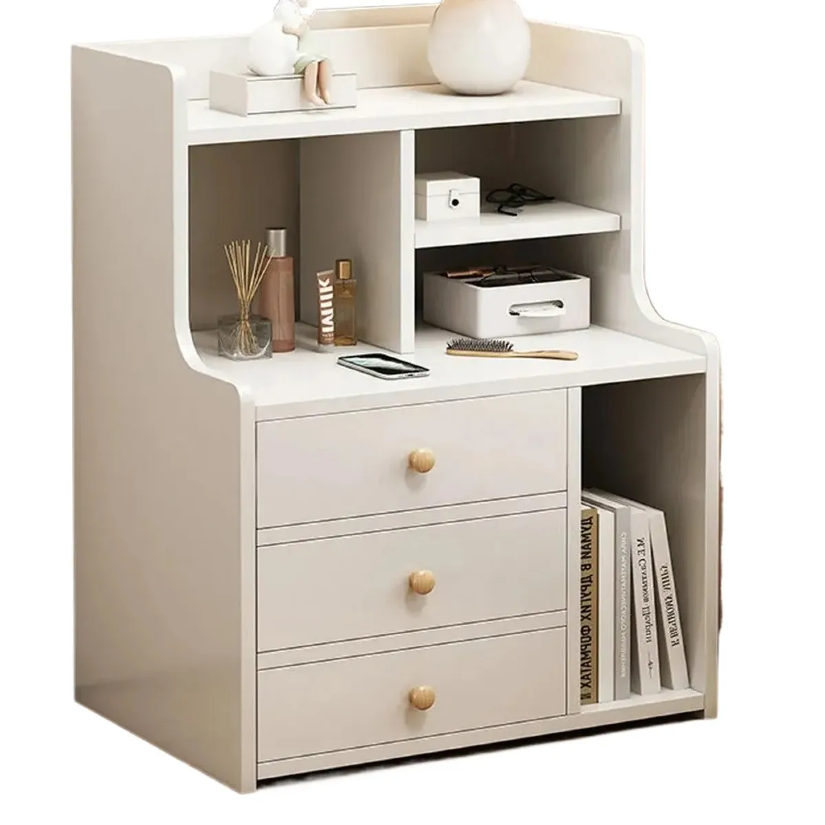 Velador 3 Niveles Con Cajones Color Blanco 48x30x70cm Mate, marca ANYHOGAR - Foto Principal
