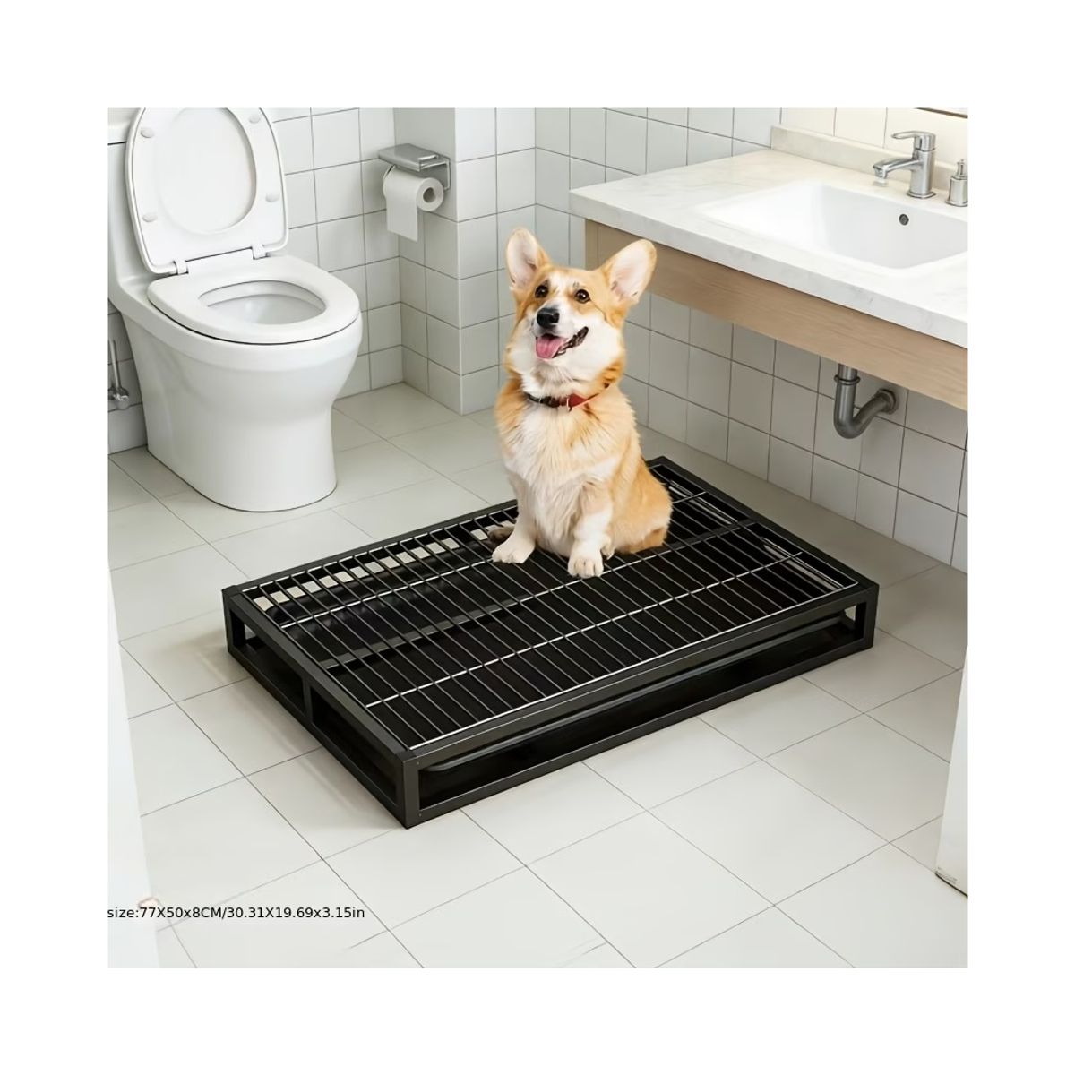 GENERICO - Sanitario para Perros de Metal con Bandeja Extraíble Lavable