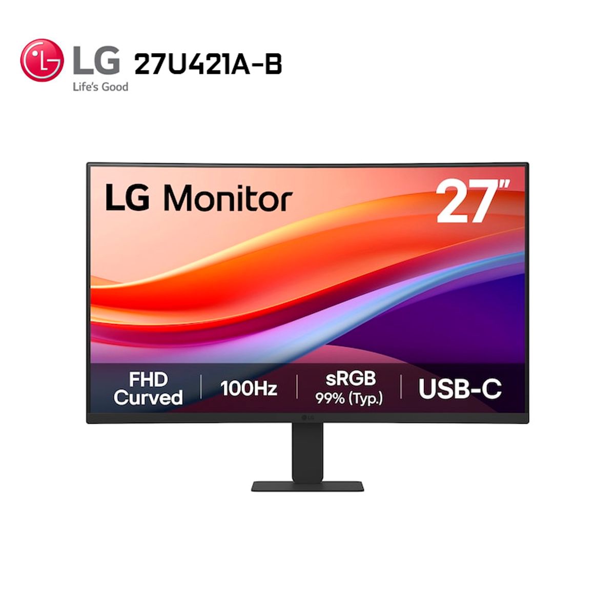 LG - Monitor LG 27” 27U421A-B Curvo VA FHD 100Hz USB-C HDMI