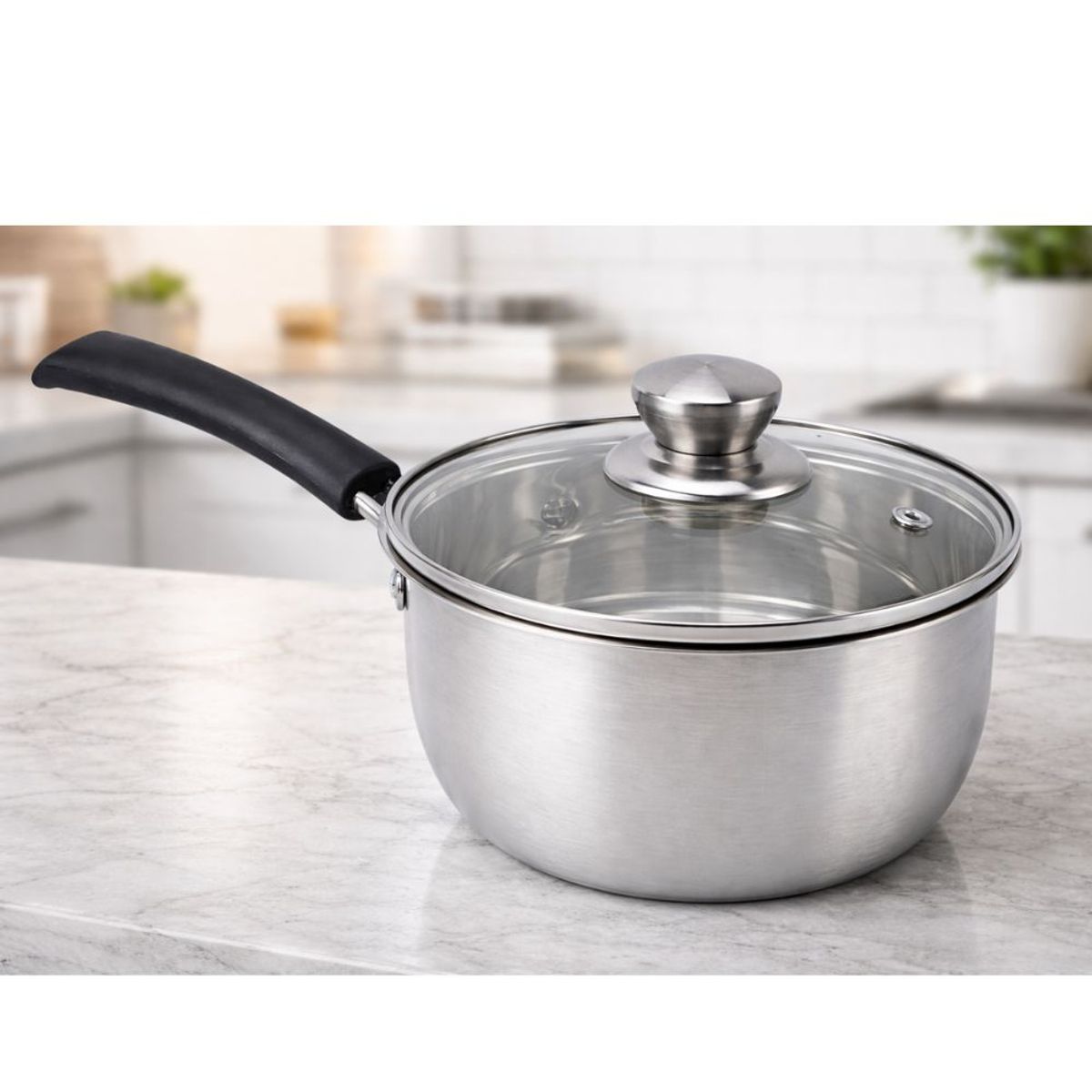 GENERICO - Cacerola Acero Inoxidable 16 cm con tapa