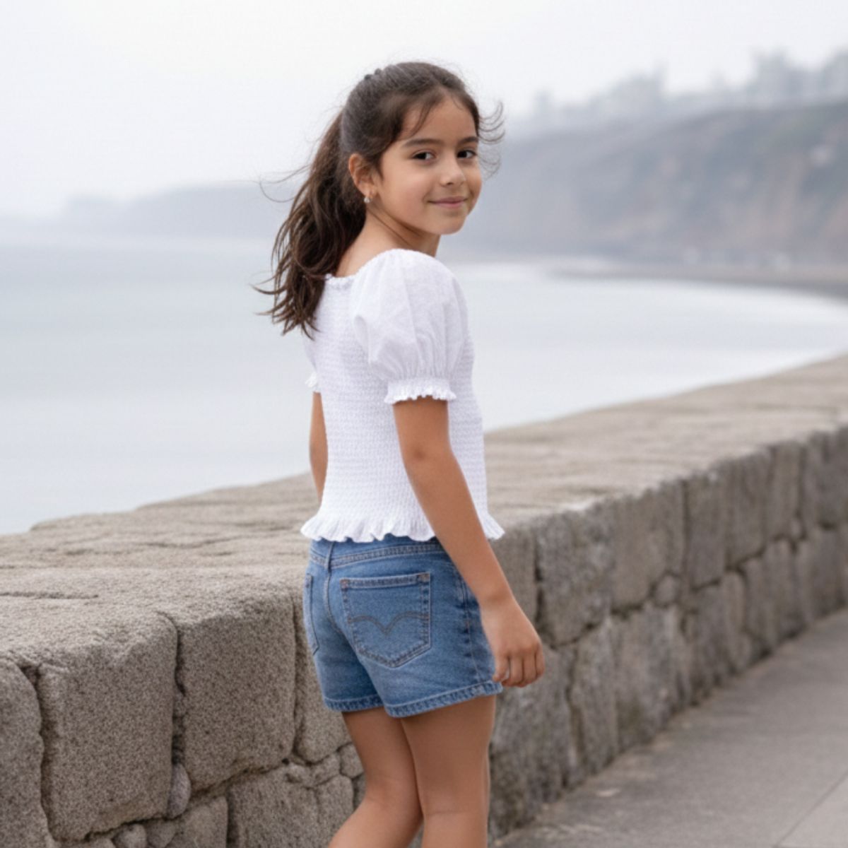 GENERICO - Blusa Niña Algodon Blanco - Talla 6 a 16 - Angela Kids