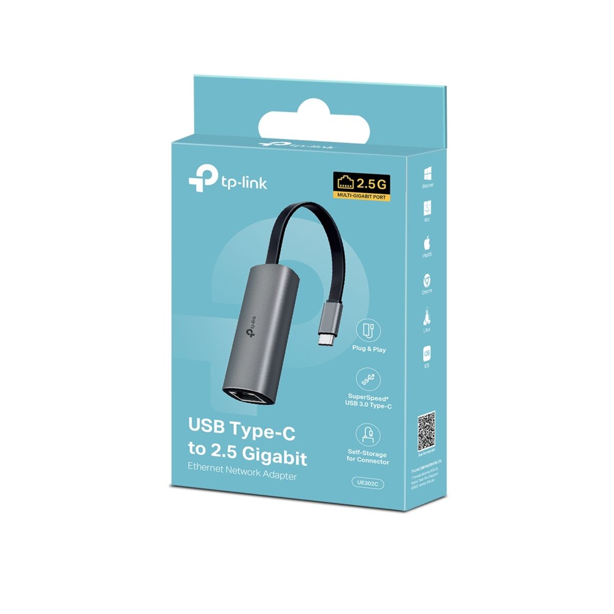 TP LINK - ADAPTADOR TP-LINK UE302C USB-C A RJ45 ETHERNET 2.5 GIGABIT USB 3.0
