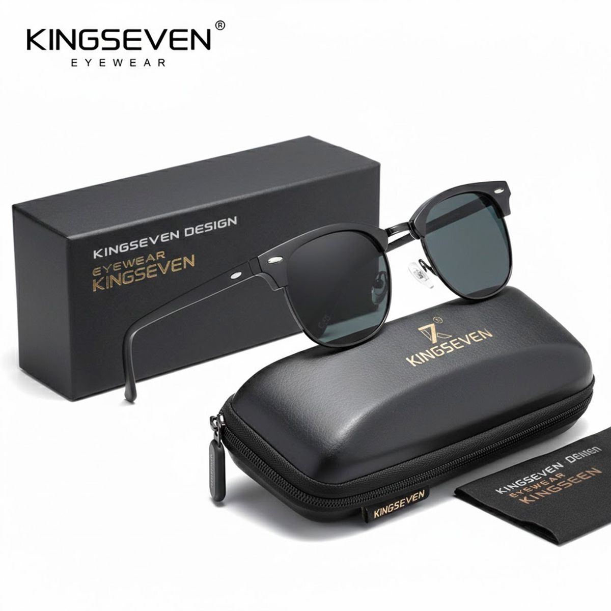 KINGSEVEN - Lentes De Sol Kingseven 3016-C1 Polarizados Uv Unisex Ovalado