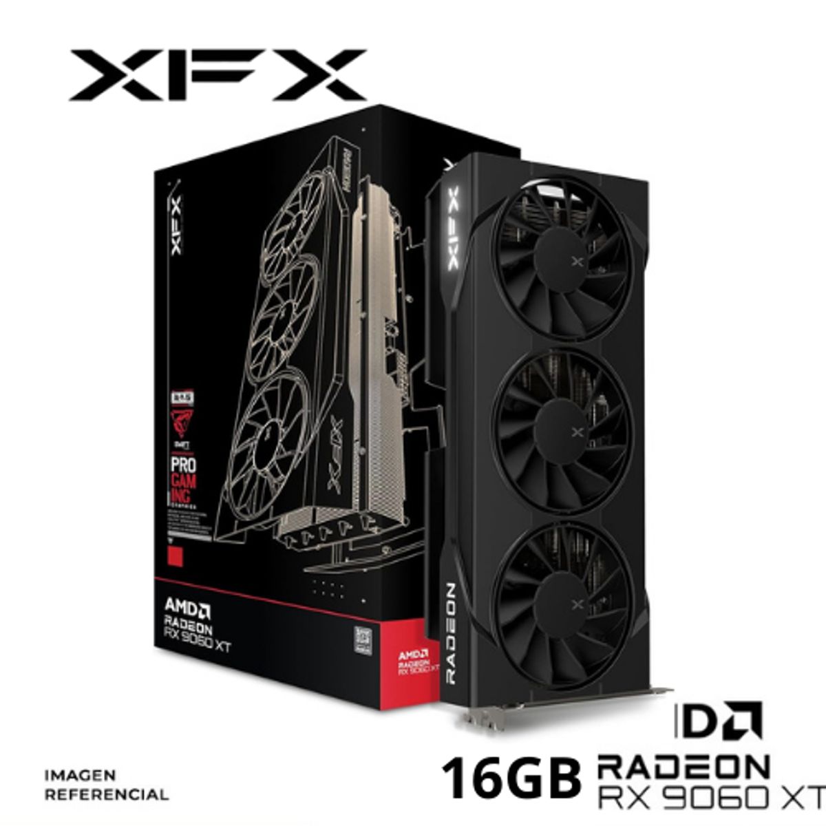 XFX - TARJETA DE VIDEO XFX SWIFT AMD RADEON RX 9060 XT OC Triple Fan Gaming Edition 16GB GDDR6