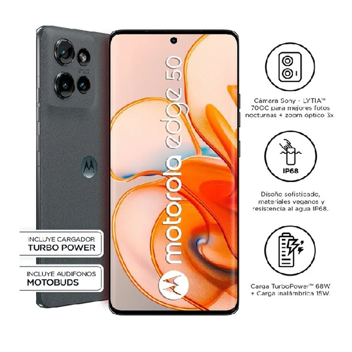 MOTOROLA - Motorola Moto Edge 50 256Gb 12Gb 50 Mp + 13Mp + 10Mp 6.7" GRIS + Moto Buds