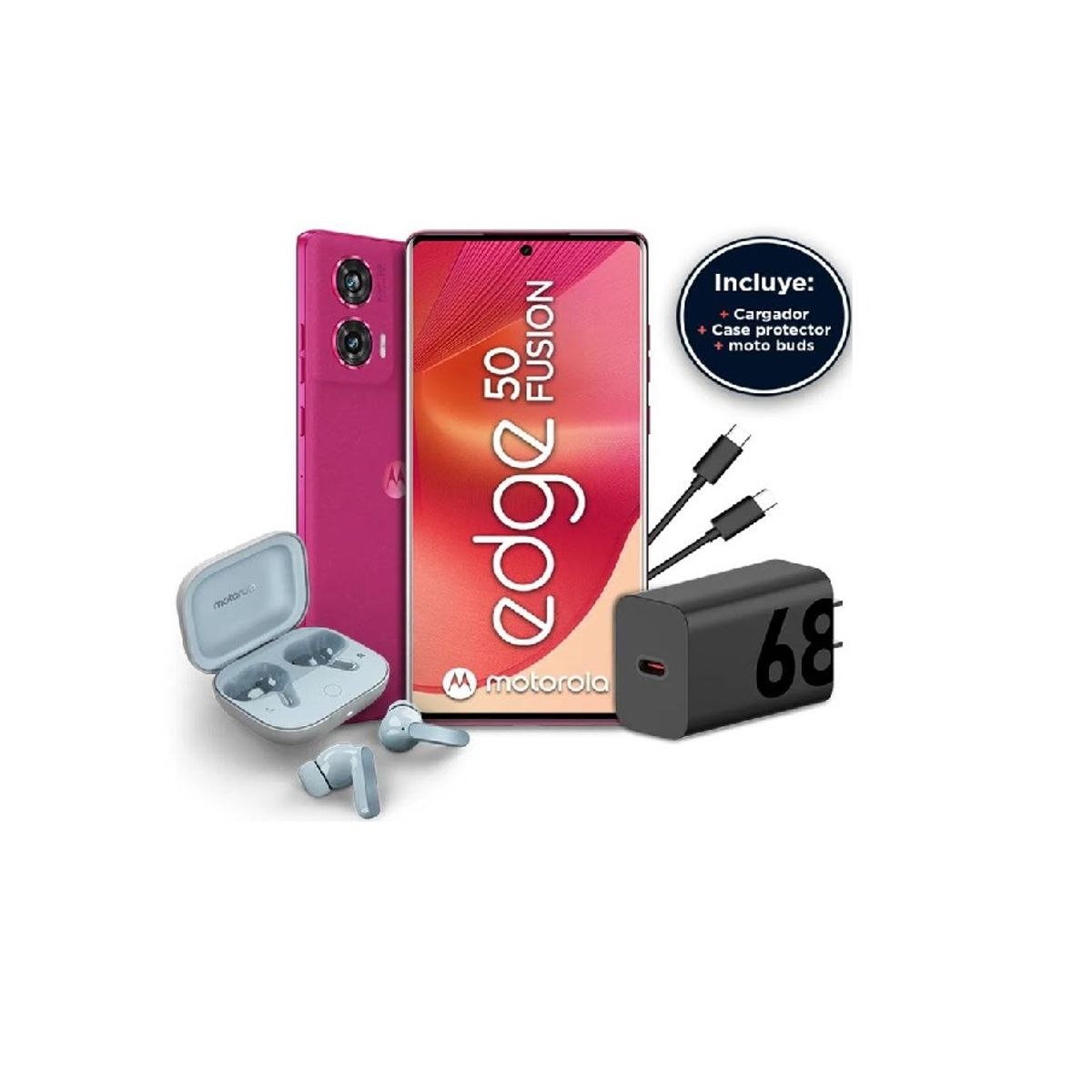 MOTOROLA - Motorola Edge 50 Fusion 256Gb 8Gb Ram Rosa Fragola + Moto Buds