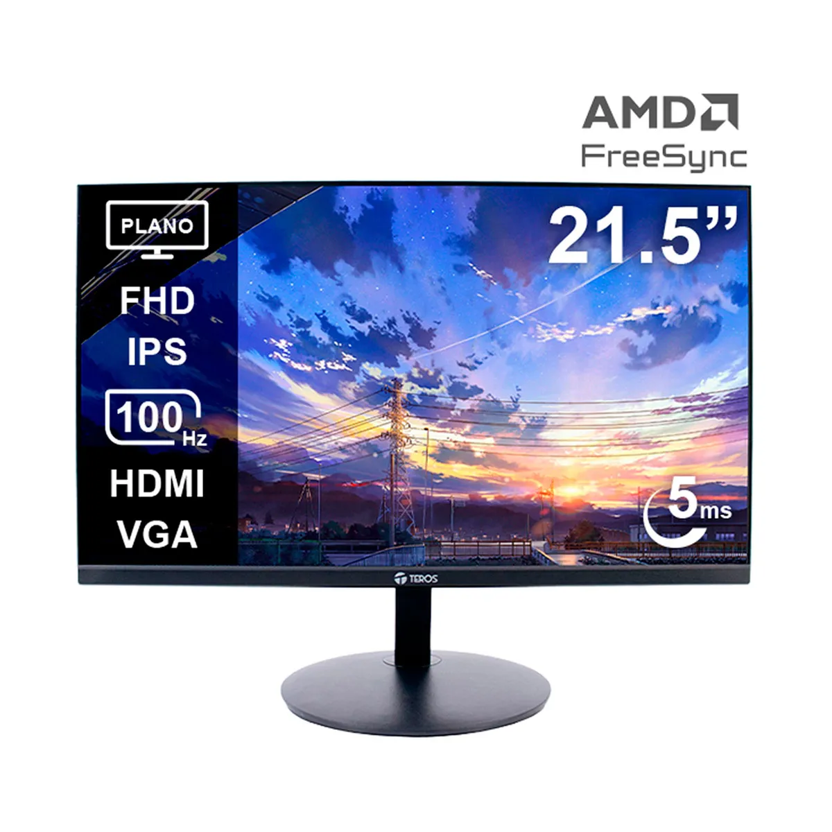 TEROS - Monitor Teros TE-2130CS 22″ Full HD IPS 100 Hz HDMI VGA Negro