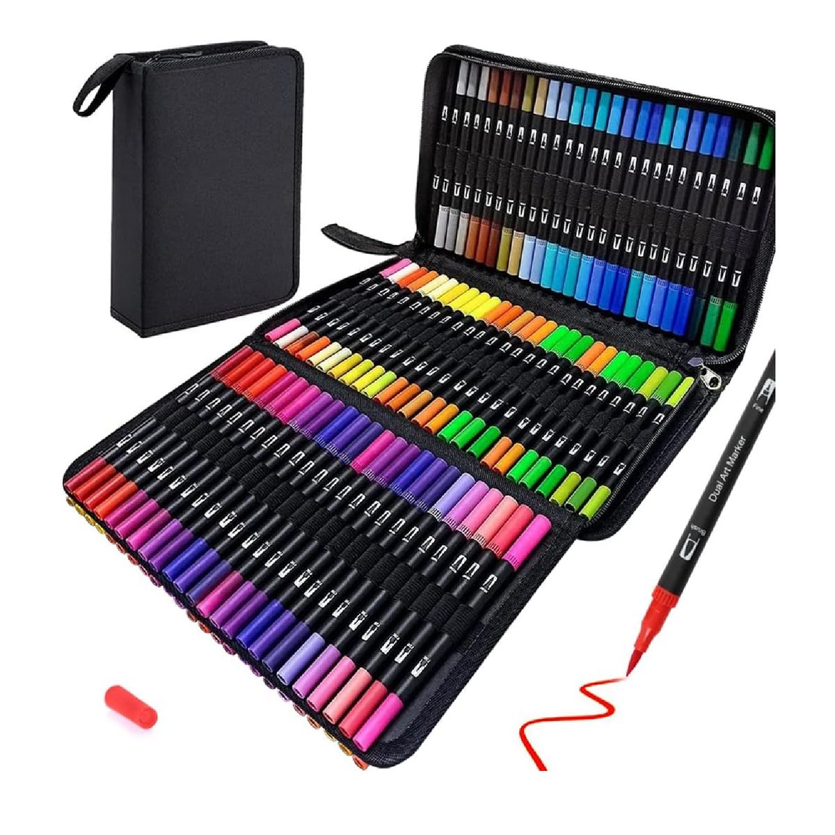 Plumones Dual Brush Profesional 100 Colores En Cartuchera, marca GENERICO - Foto Principal