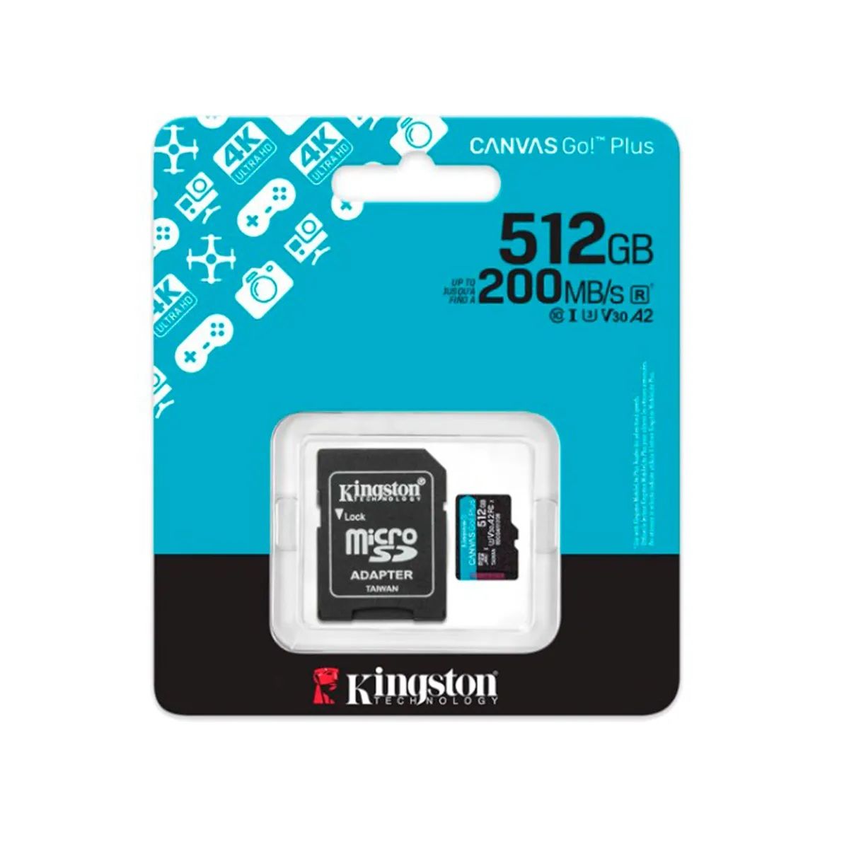 KINGSTON - MEMORIA MICROSDXC KINGSTON 512GB CANVAS GO PLUS 200MBS PN SDCG4-512GB