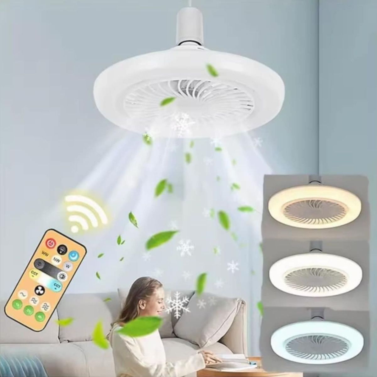 OEM - Foco Ventilador LED Ahorrador Comedor Dormitorio Oficina Para Techo