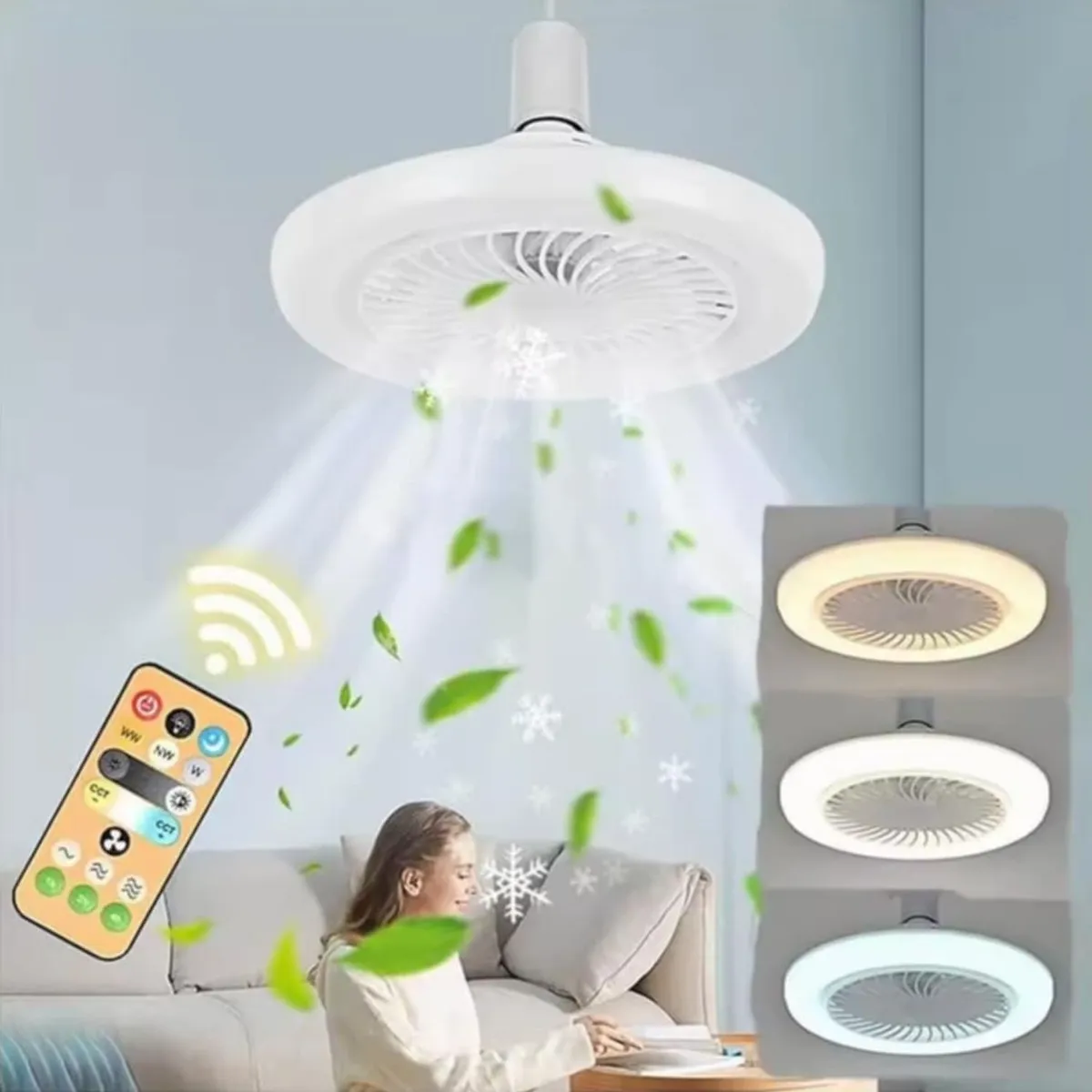 OEM - Foco Ventilador LED Ahorrador Comedor Dormitorio Oficina Para Techo