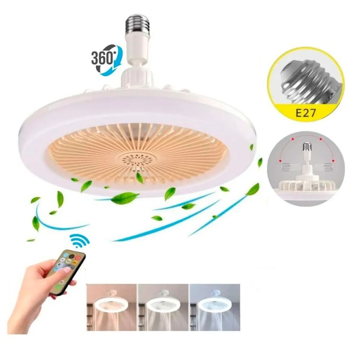 OEM - Foco Ventilador LED Ahorrador Comedor Dormitorio Oficina Para Techo
