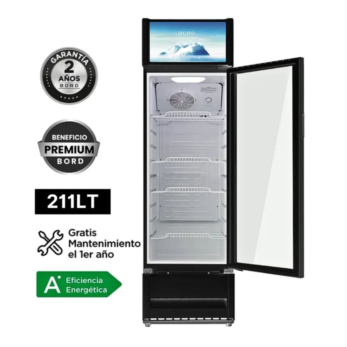 BORD - Vitrina Exhibidora Bord Vertical 211 litros EX211-M