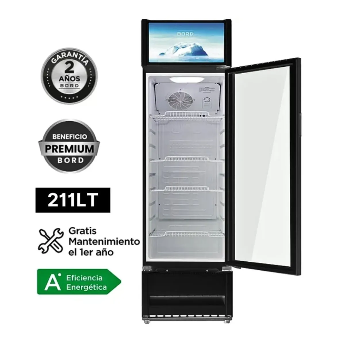 BORD - Vitrina Exhibidora Bord Vertical 211 litros EX211-M