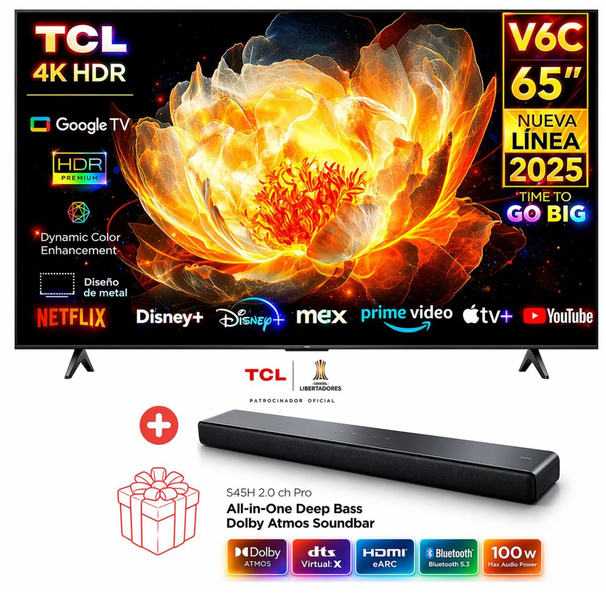 TCL - Televisor TCL 65 UHD 4K Smart TV 65V6C + soundbar TCL