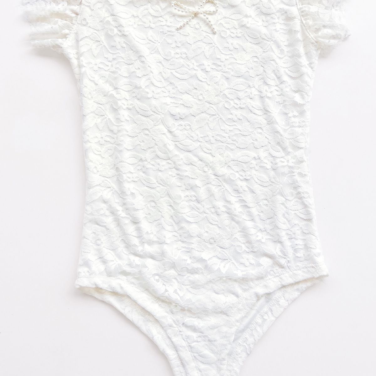 KIDS MASHMELO - Body de encaje manga recogida que forma lazo y escote redondo para niña kids Mashmelo