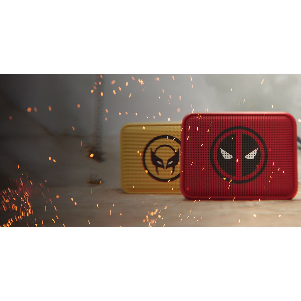 KLIPXTREME - PARLANTES BLUETOOTH PORTATIL KLIPXTREME CON DISEÑO DEADPOOL Y WOLVERINE 2 PACK