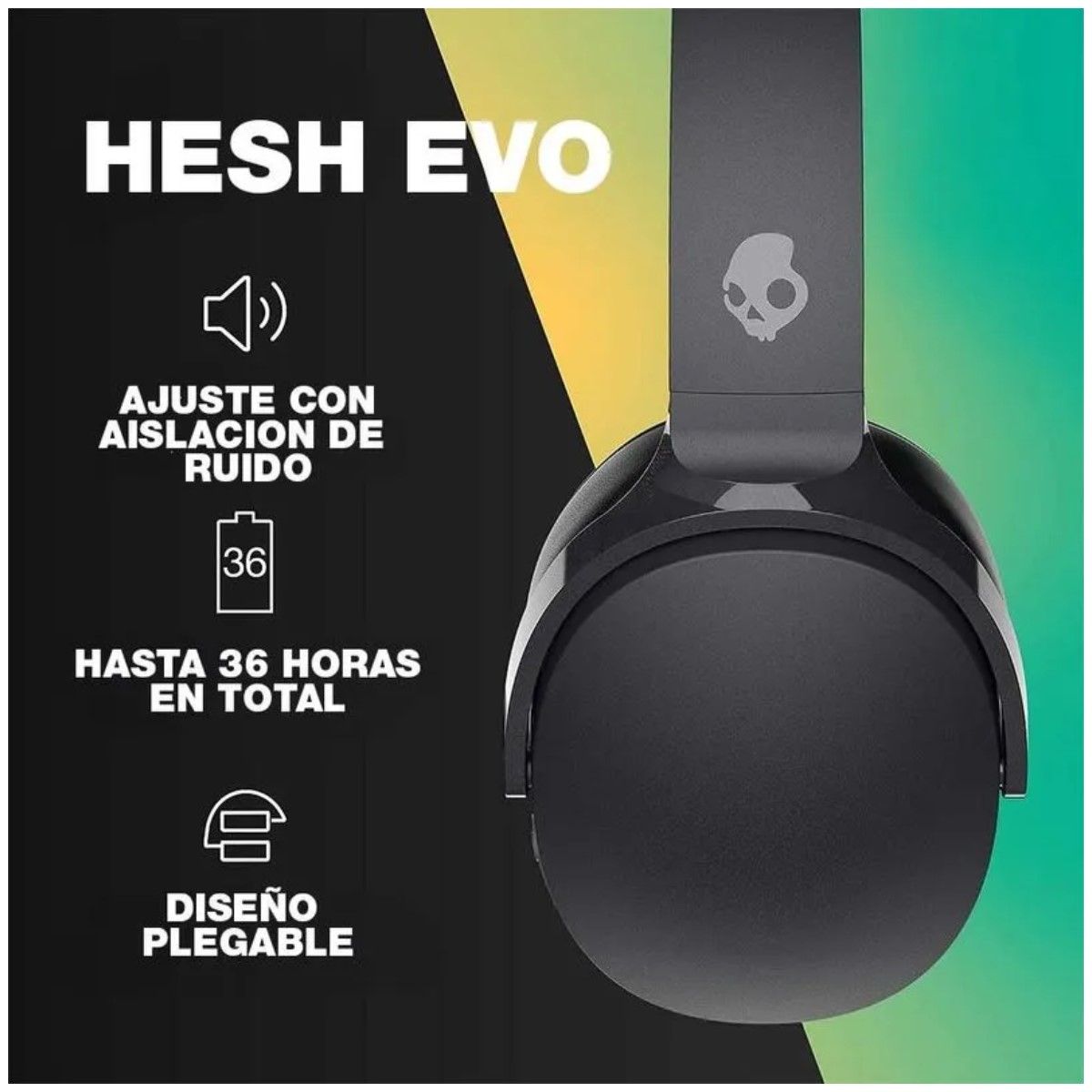 SKULLCANDY - Audífono Skullcandy Hesh Evo Over-Ear Bluetooth Wireless Premium Sound - Black