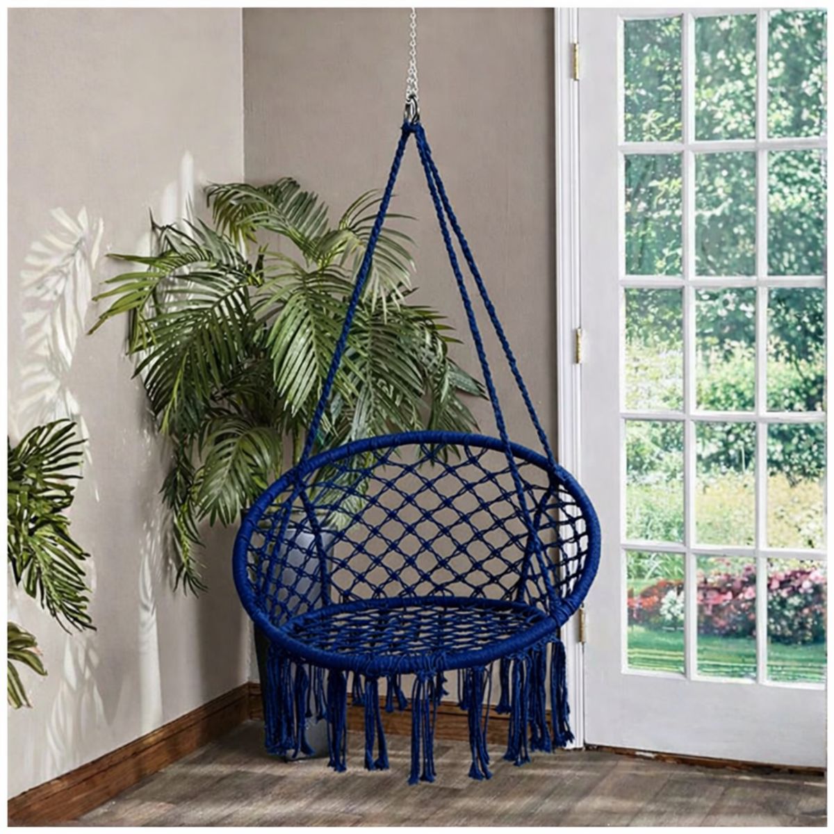 INSPIRA MARKET - Silla Hamaca Colgante Tejida Terraza Jardín