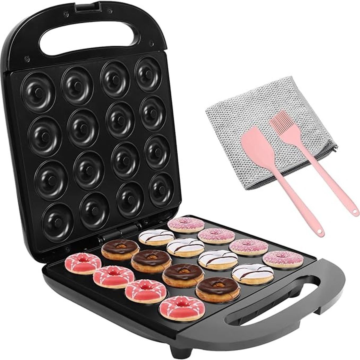 RAFF - Máquina para 16 Mini Donas  Antiadherente – Eléctrica y Compacta