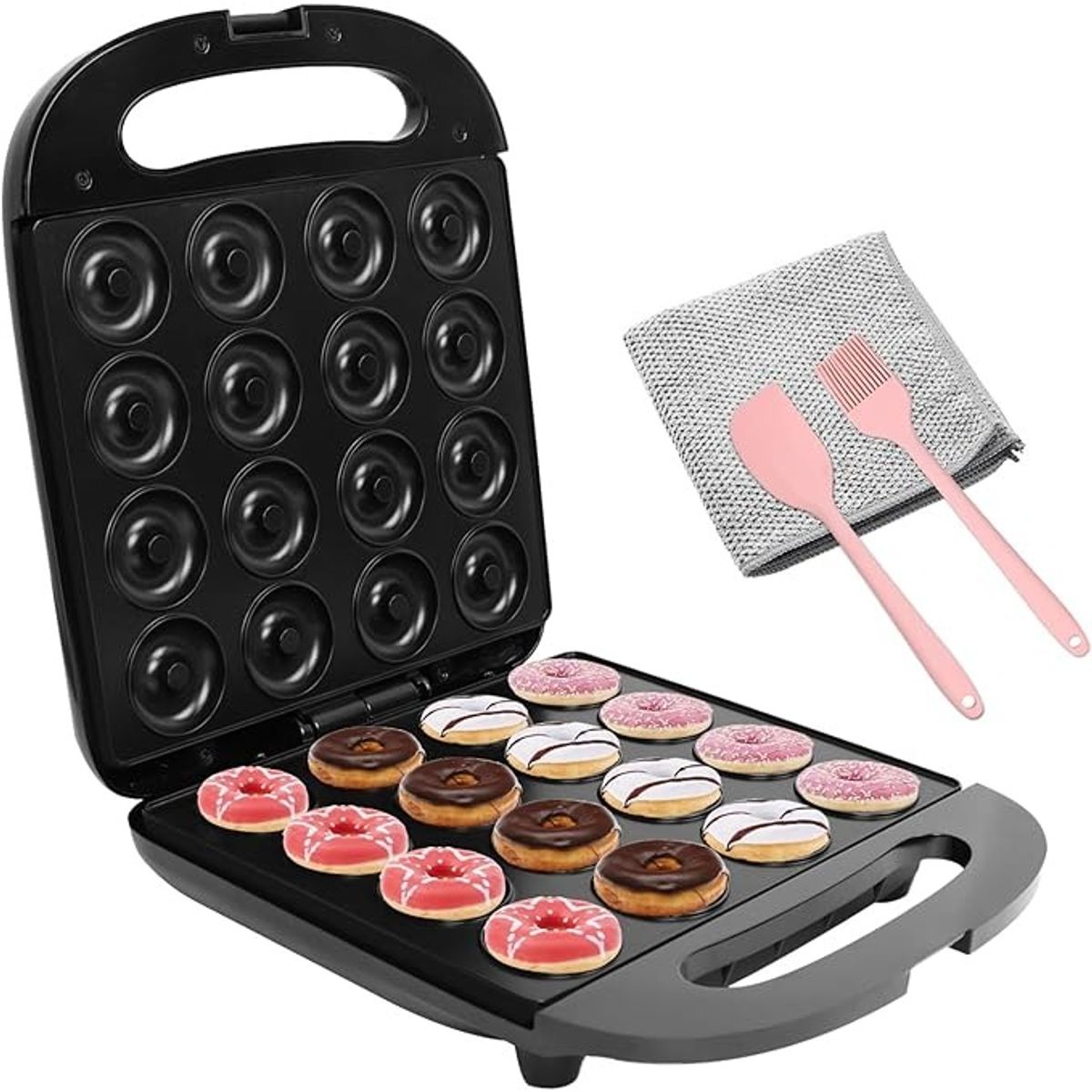 RAFF - Máquina para 16 Mini Donas  Antiadherente – Eléctrica y Compacta