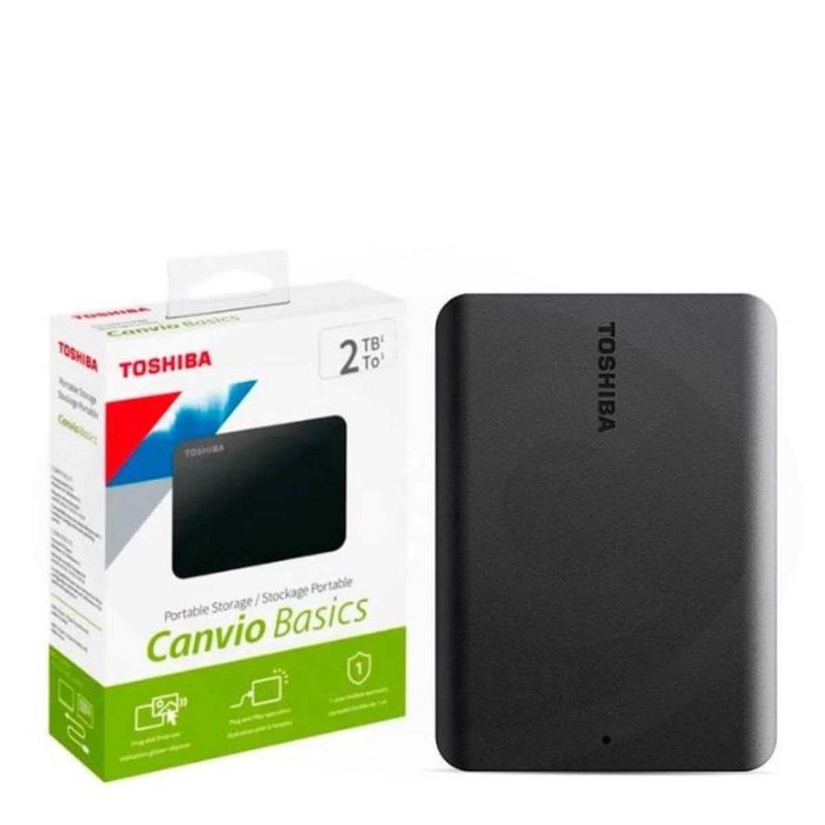 TOSHIBA - Disco Duro Externo Toshiba Canvio Basics 2TB USB 3.0 Negro