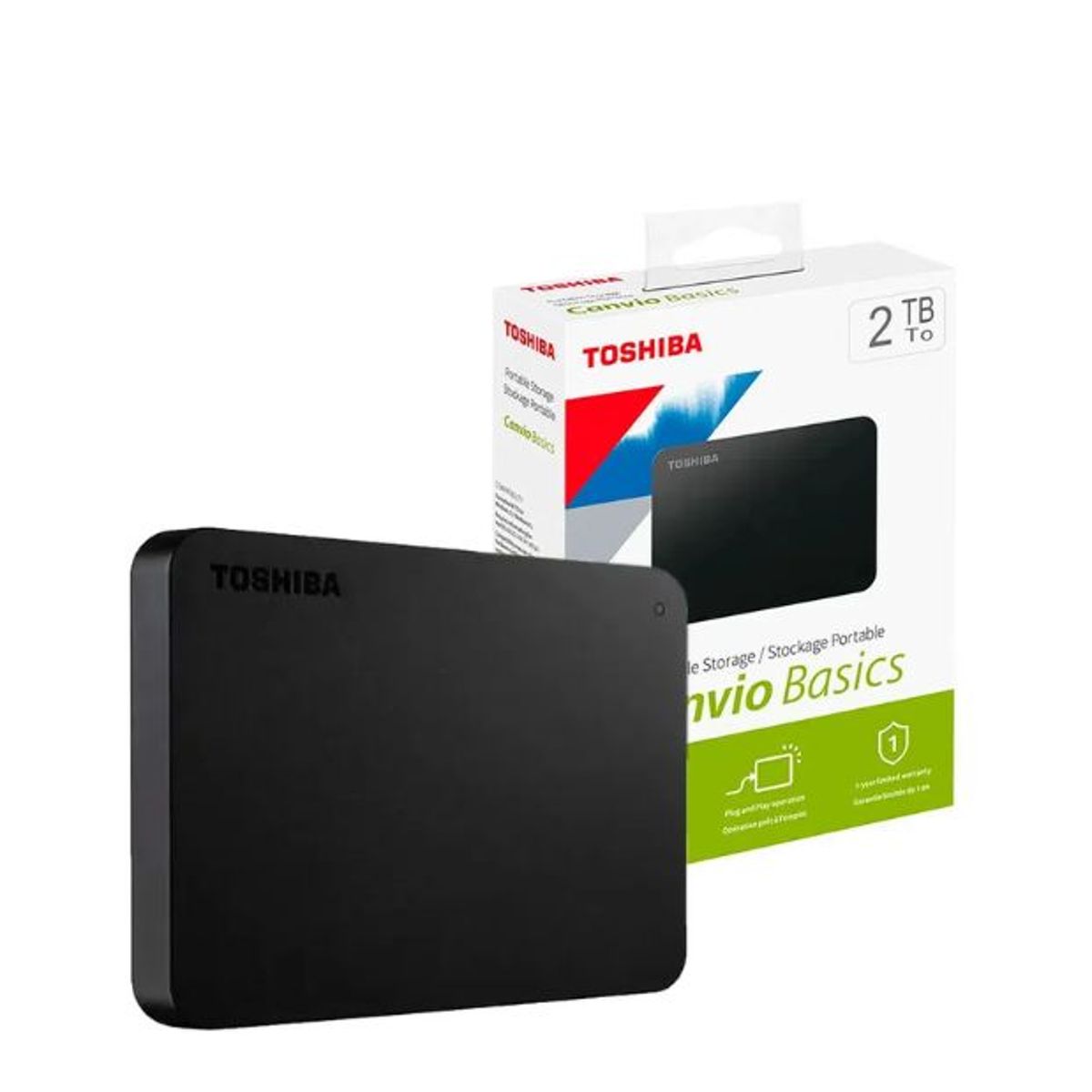 TOSHIBA - Disco Duro Externo Toshiba Canvio Basics 2TB USB 3.0 Negro